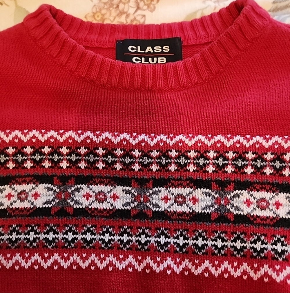 Vintage Class Club Boys 100% Cotton Thick Sweater Size L 12/14